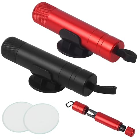 ACOMTUO 2 Pezzi Taglia Cinture di Sicurezza e Rompivetro, 2 in 1 Rompi Vetro Auto Emergenza, Rompivetro Auto e Taglia Cintura, Accessori per La Fuga, Martello di Emergenza (Nero + Rosso)