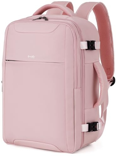 COOLIFE EasyJet Handgepäck 45x36x20, Handgepäck Rucksack Flugzeug Leicht | Handgepäck Rucksack 45x36x20 mit 15.6 Zoll Laptopfach für Kurztrips, Geschäftsreisen und Campus, Herren/Damen (Rosa)