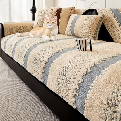Sofa Überzug 1/2/3/4 Sitzer L Form Sofa Cover, Ecksofa, Universelle rutschfeste Sofa Überwurf, Weicher Chenille Couch Überzug Solide Strukturierte Sofaschoner(Grey,70x120cm)
