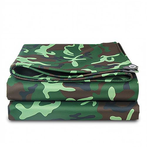 Camouflage Tarpaulin With Grommets, Tars Waterproof 2m 2.5m 3.0m 3.5m 4.0m 4.5m 5m 5.5m 6m 6.5m Multi-Use Tarp Sheet for Camping, Fishing, Bird Watching & Garden(4x9m)