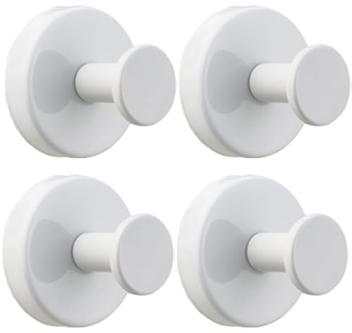 SENRISE 4 ganchos con ventosa, ganchos de succión de acero inoxidable sin taladrar para toallas de baño, soporte de ventosa, almacenamiento de utensilios de cocina (blanco)