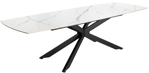 Riess Ambiente Ausziehbarer Esstisch Cosmos - 160-240cm - weiß schwarz - Keramik Metallgestell Esszimmertisch