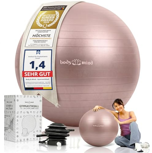 Body & Mind® Gymnastikboll med Pump – Anti-Burst, 55/65/75 cm