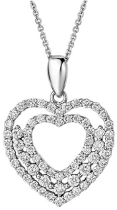 Ayoiow Echt Weißgold Kette Luxuriöser Herzanhänger mit rundem, 0,63 ct starkem synthetischen Diamanten, Ketten 9K Vergoldet für Sie| 9K Weißgold | Trendiger Modeschmuck für Ostern