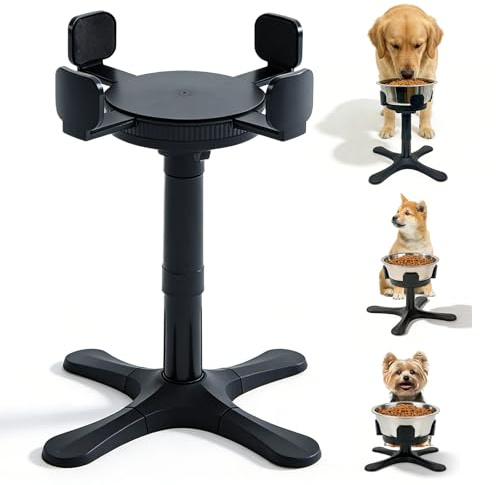 Bqkroa Support de gamelle réglable en hauteur : plastique ABS, gris, gamelle surélevée pour chien, gamelle antidérapante réglable, station d'alimentation pour chien, pour nourrir les animaux