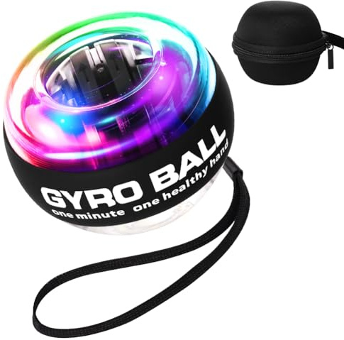 APXEL Self-Starting Gyroball Wrist Ball, Power Trainer Ball, Wrist Strengthening Device, Gyroscopic Forearm Exerciser Strengthen Arms Fingers Muscles (Black)