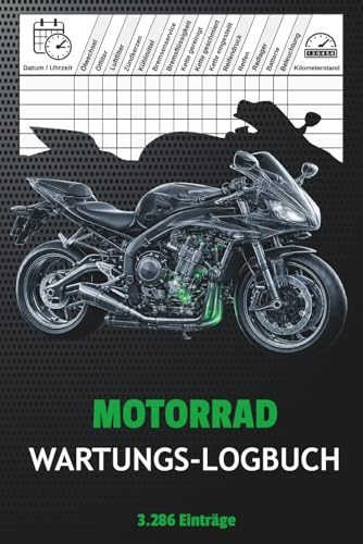 Motorrad Wartungs-Logbuch: Service , Reparatur- und Kilometerprotokoll 3.286 Einträge