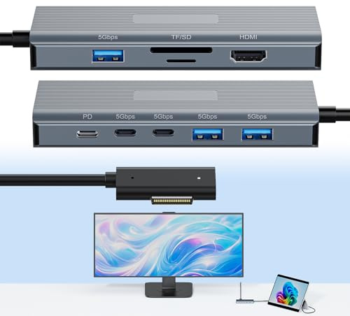 Microsoft Surface Dock 2 Estación de Acoplamiento Surface Pro 10-en-1 con 4K@60Hz HDMI, Ethernet, SD/TF, USB 3.0, USB-C & 100W PD para Surface Pro 12/11/10/9/8/X/7/6/5, Surface Laptop, Surface Go