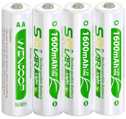 4 Pack AA Rechargeable Batteries for Solar Lights