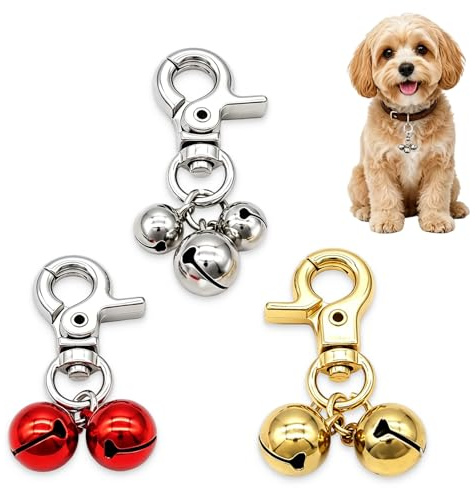 OGLYMRA 3 Pezzi Campanelli per Cani e Gatti – Oro, Argento e Rosso, Extra Rumorosi per Collare, Localizzatore Sonoro per Animali Domestici, Ciondoli Portafortuna, Aiuta a Localizzare il Pet