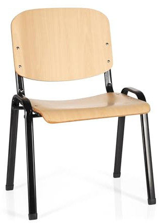 hjh OFFICE Besucherstuhl Holz XT 600 SW H Vierfußstuhl Stapelstuhl Konferenzstuhl Buche/Schwarz 704300