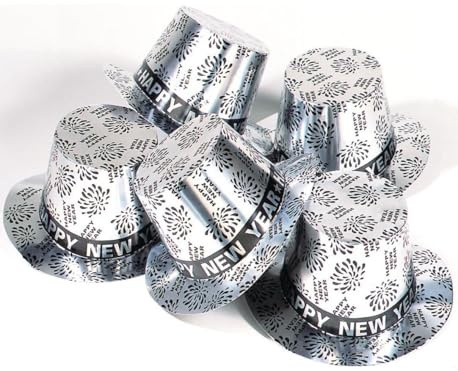 W WIDMANN MILANO Party Fashion - Partyhut Happy New Year Silber, 1 Stück, Frohes neues Jahr, Silvester, Neujahr, Jahreswechsel