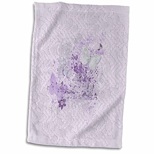 3D-Handtuch mit Rosen, Schmetterlingen und Musiknoten mit Blumen, Pastell-Pflaumenfarben, 38,1 x 55,9 cm, Mehrfarbig