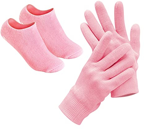 Pinkiou Soften SPA Gel Gants hydratants et chaussettes pour hydrater les soins de la peau fissurés (rose)