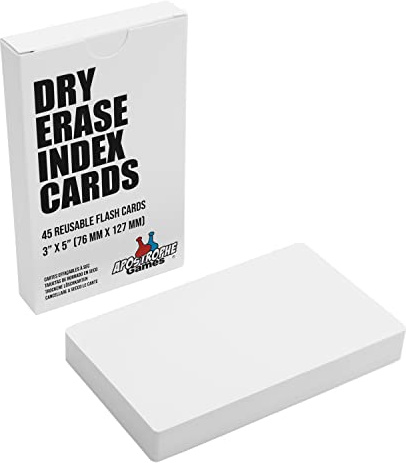 Cartes Effaçables à Sec - 45 cartes réutilisables flash (7,6 cm x 12,7 cm)