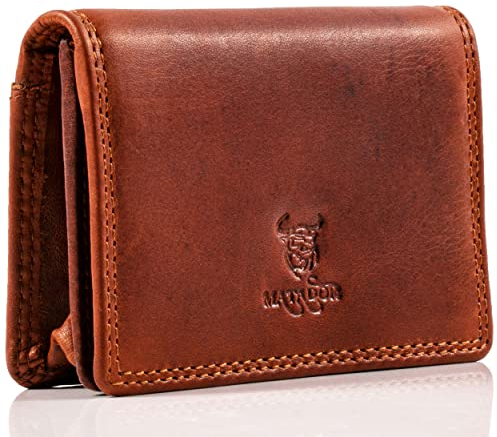 MATADOR Visitenkarten Etuis Leder Braun mit RFID Schutz Kredikartenetui Visitenkartenhalter (Konjak Braun)
