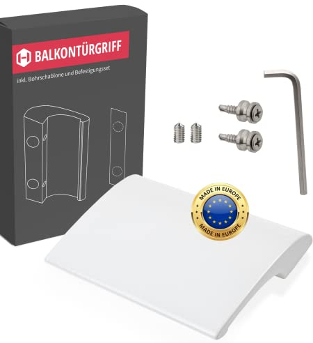 Gedotec Balkontürgriff außen Aluminium [Made in EU] Stabiler Balkontür Griff mit Schrauben I in Weiß I Terassentürgriff mit einer Länge von 82mm I Türgriff