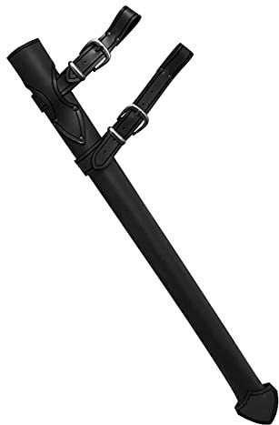 Andracor - Handgefertigte Klassische Schwertscheide - hochwertiger Waffen-Halter aus echtem Leder - individuell einsetzbar für LARP; Mittelalter, Cosplay & Fantasy - Schwarz - Linke Seite