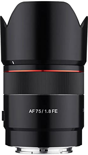 Samyang AF 75 mm F1.8 kompakt autofokus teleobjektiv för Sony FE-fäste, svart (SYIO75AF-E)