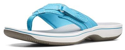 Clarks Women's Breeze Sea Flip-Flop, Aqua Synthetic, 6