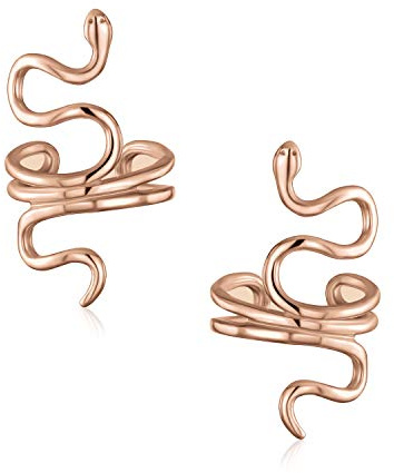 Helix Climber Crawler Schlange Schlange Clip On Wrap Drahtknorpel Lappen Ohr Manschette Ohrringe Für Frauen Teen Männer Nicht Durchbohrtes Ohr Roségold Plattiertes .925 Sterlingsilber Paar