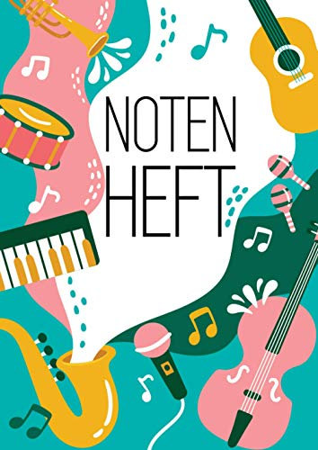 Notenheft: DIN A4 - 100 Seiten - Blanko Notensysteme - Große Lineatur - Musik Schreibheft - Leerer Notenblock - Geschenk für Musiker