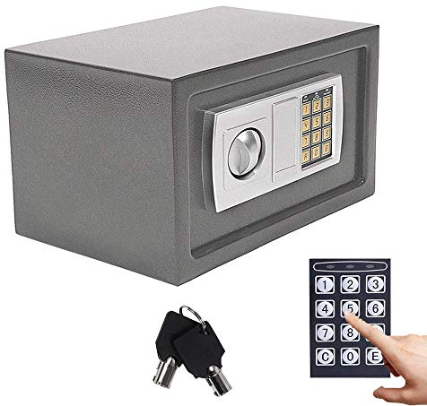 Tresor Elektronischer Safe Securityelectronics Tresor Elektronik Zahlenschloss 31x20x20cm Hotelsafes LED Doppelbolzenverriegelung Safe Möbeltresor Boden Wandtresor Grau