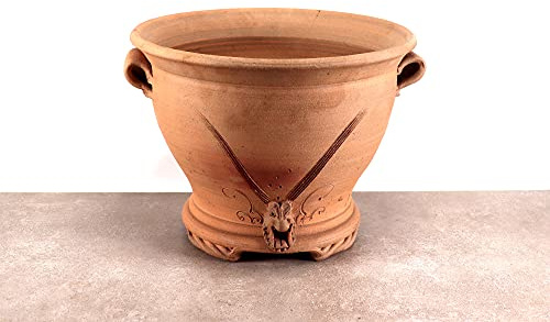 Palatina Werkstatt handgefertigte Terrakotta Schale Blumenkübel mit Henkel | Blumentopf für Garten Wohnung Terracotta Blumen (XL)