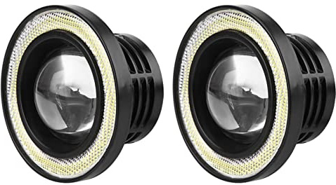 Dioche Projecteur Antibrouillard à LED Halo Bleu Anneau D'oeil D'ange, Universel 10W LED COB Angel Eyes Feux de Jour 3200LM Voiture Antibrouillard (1 Paire)(2.5 inch)