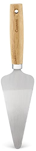 CULINARE Naturals Cake Slicer/Server with Serrated Edge, Sustainable Bamboo/Stainless Steel, 27cm, Cake Slicer, Cutter and Serving Tool/Kitchen Utensil, Metal Serrated Edge, Not Dishwasher Safe