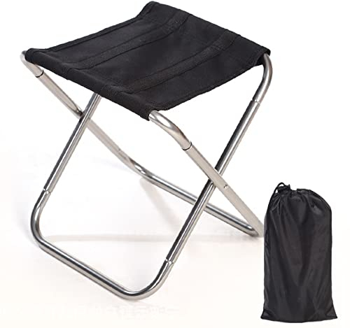 XVBVS Tragbarer Mini-Klapphocker, Campingstuhl, Ultraleichte Aluminiumlegierung, Outdoor-Slacker-Stühle mit Tragetasche für Camping, Angeln, Wandern, Grillen, Picknick- Silver