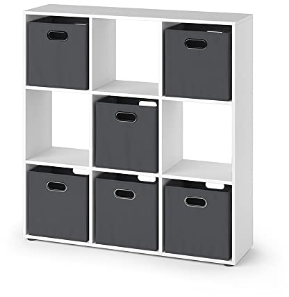 Vicco Raumteiler Nove, Weiß, 104 x 108 cm mit 6 Faltboxen, zur flexiblen Raumaufteilung und Aufbewahrung nutzbar