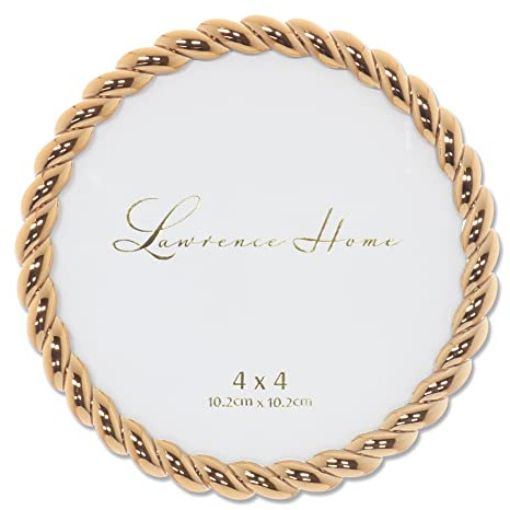 Lawrence Frames Rope Design Metallrahmen, 10 x 10 cm, rund, Gold