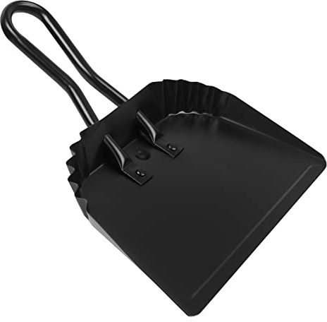 Heavy Duty Black Metal Dust Pan -Handheld Dustpan with Handle, Stainless Steel Large Dustpans with Wide Lip Industrial Dust Pans Precision Edge Small Dustpan for Home/Comfort/Hanging