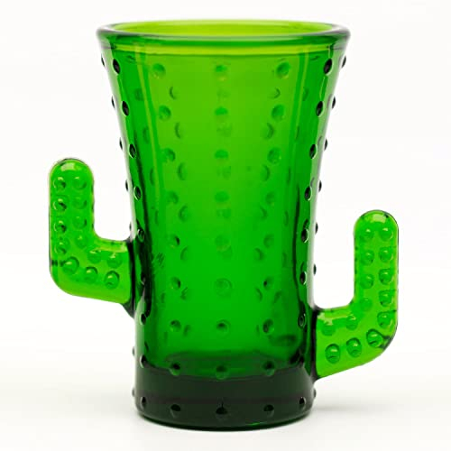 CKB LTD - Bicchierini da liquore a forma di cactus e tequila, confezione da 4 pezzi, 50 ml, in vetro colorato verde