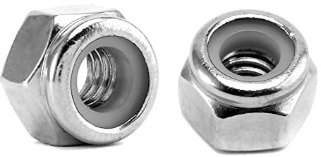 1/4-20 Nylon Insert Hex Lock Nuts 100Pcs 304 Stainless Steel Locknuts, Hex Drive, Bright Finish, by SG TZH