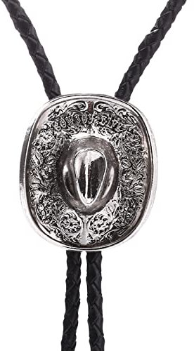 Herren-Bolo-Krawatte – Western-Cowboy, Klassischer Cowboy-Hut, Anhänger, Vintage-Krawatte, Lässiges Accessoire Für Männer Und Frauen, Lederkragen, Seil, Pullover, Kette, Antikes Silber, Einheit