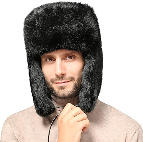 XGOPTS Fliegermütze mit Ohrenklappen Russische Mütze Herren Wintermütze Plüsch Trappermütze Outdoormütze Geeignet für Outdoor-Aktivitäten wie Skifahren Braun