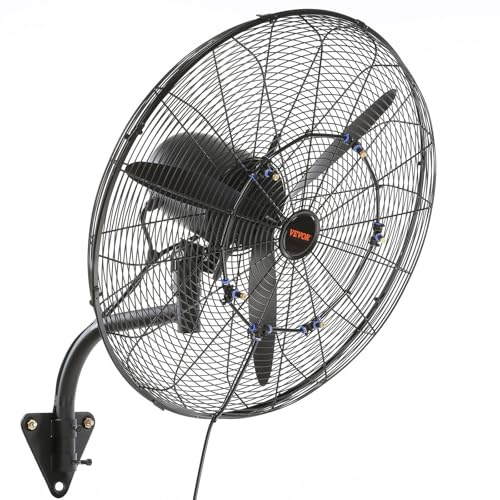 VEVOR Ventilatore da Parete, 61,6 cm 3 Velocità ad Alta Velocità, Ventilatore da Parete Industriale Oscillante Impermeabile 115 W Commerciale o Residenziale per Magazzino, Serra, Officina, Nero