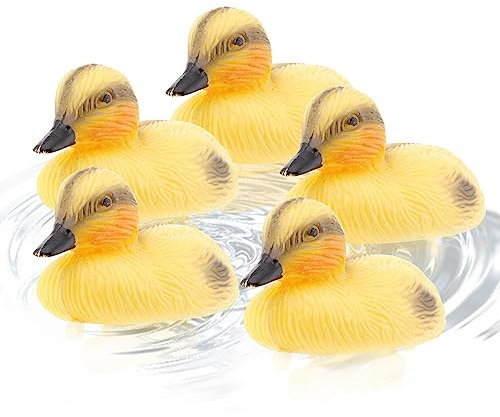 Ceolup Patito flotante - patito realista, lindo estanque patos flotantes - 5 piezas decoración flotante para estanque lago, estanque, parque, piscina