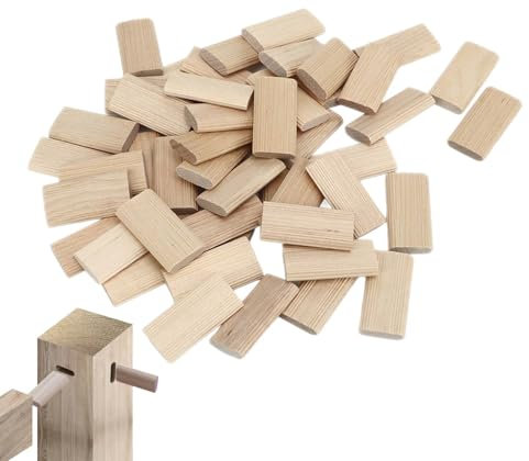 Agatige 50 Pezzi Tasselli in legno, Domino Tenone Tassello di Legno di Faggio Tappo di Inserimento di Faggio Blocco di Tasselli In Legno Massello Punta per La Lavorazione Del Legno Mobili Giuntura