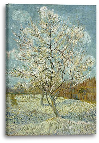 Printed Paintings Leinwandbild (20x30cm) Vincent van Gogh: Der pinke Pfirsischbaum, Leinwand auf Keilrahmen gespannt und fertig zum Aufhängen, hochwertiger Kunstdruck aus deutscher Produktion