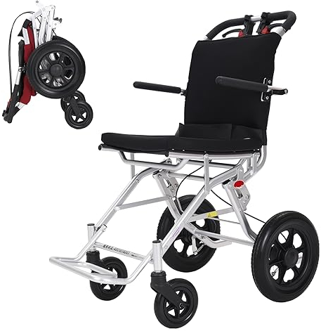 GHBXJX Rollstuhl Faltbar Leicht Reiserollstuhl, Ultraleicht Rollstuhl für die Wohnung und Unterwegs, Rollstühle mit Trommelbremse, Transportrollstühle, Aluminium, 9.5 kg