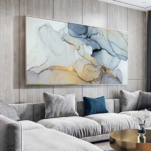 HEHGVCF Murales grandes XXL dormitorio abstracto lienzo cuadros gris azul dorado moderno salón lienzo imágenes 1 pieza murales salón sin marco (A, 40 x 80 cm)