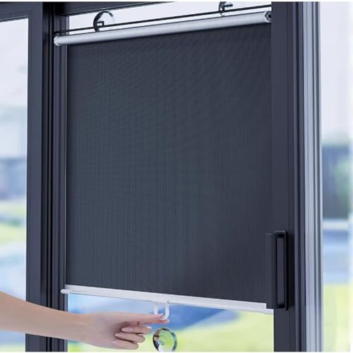 50x125cm Suction Cup Roller Blinds,Black Blackout Roller Blinds,Thermal Insulation and Sun Protection Privacy Screens,Retractable Portable Curtains,for Windows,No Drilling Required
