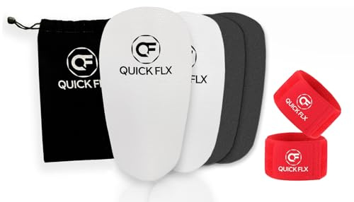 QUICKFLX Profi Schienbeinschoner – Zuschneidbar & Anpassbar – Ultraleichte & Dünne Mini Schienbeinschützer für Herren, Damen & Kinder – Inkl. verstellbarem Tape in 4 Farben