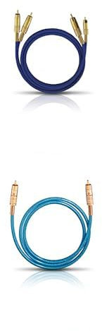 OEHLBACH Cinch Audio Anschlusskabel [2x Cinch-Stecker - 2x Cinch-Stecker] 1.00m Blau vergoldete Stec + NF 113 DI 100 - Digitales Audio-Cinchkabel