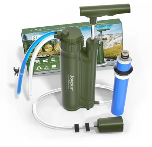 Portable 3-Stage Water Purifier Survival Pump with 0.0001 Micron Reverse Osmosis Ro Membrane Water Purification System,Suitable for Hiking,Camping,Emergency Survival Water and Outdoor Activities