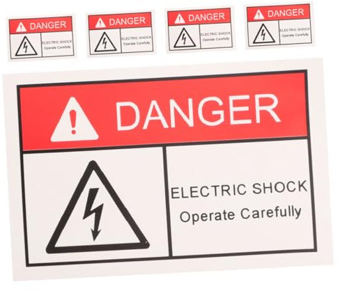 GLEAVI 5pcs Electricity Warning Label Electric Shock Signs Adhesive Stickers for Industrial Safety High Voltage Electrical Panel Warning