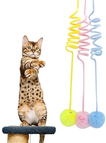 FFWTPY FFWTPYSpiralförmige Katzenspielzeug Interaktiv Federspielzeug Katze Beschäftigung Spielangel Katzenspielwaren